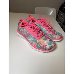 Skechers Flex Appeal Floral Bloom 12061 in Pink Multi Size 7.5